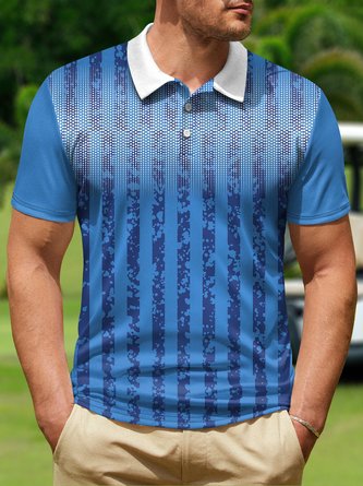 Gradient Polka Dot Button Short Sleeve Golf Polo Shirt