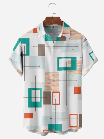 Mid Century Geometry Chest Pocket Short Sleeve Shirt