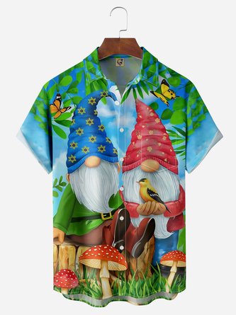 Gnomes Chest Pocket Short Sleeve Hawaiian Shirt