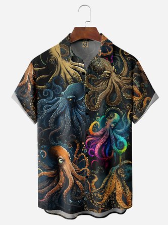 Octopus States Chest Pocket Short Sleeve Hawaiian Shirt