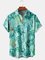 Mens Sea Turtles Print Lapel Loose Chest Pocket Short Sleeve Funky Aloha Shirts