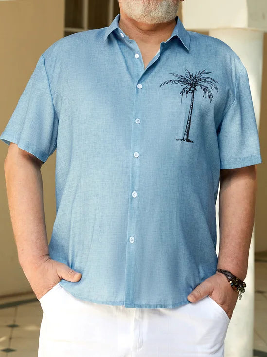 Big Size Coconut Tree Short Sleeve Resort Shirt