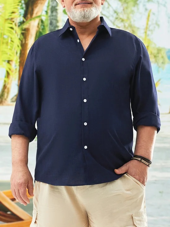 Big Size Plain Long Sleeve Shirt
