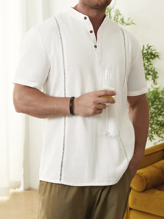 Hardaddy® Cotton Guayabera Stand Collar Shirt