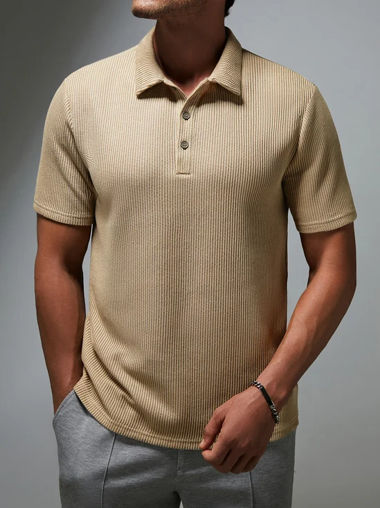 Plain Button Short Sleeve Polo Shirt