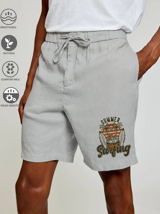 Cotton Linen Hawaiian Casual Shorts