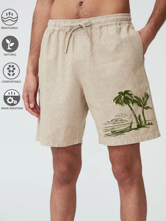 Cotton Linen Hawaiian Casual Shorts