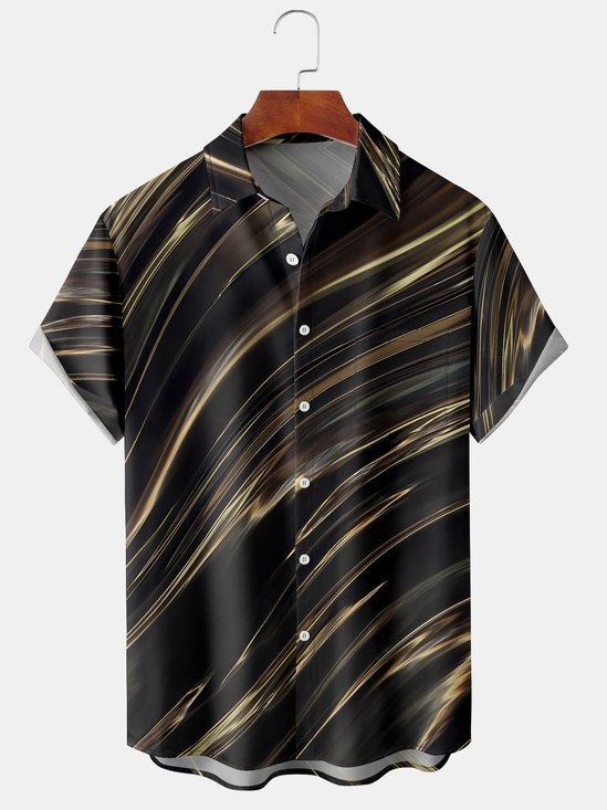 Men's Line Art Print Casual Short Sleeve Hawaiian Shirt