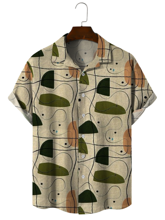 Cozy Linen Shirt Cotton Linen Style Geometric Striped Cozy Linen Shirt