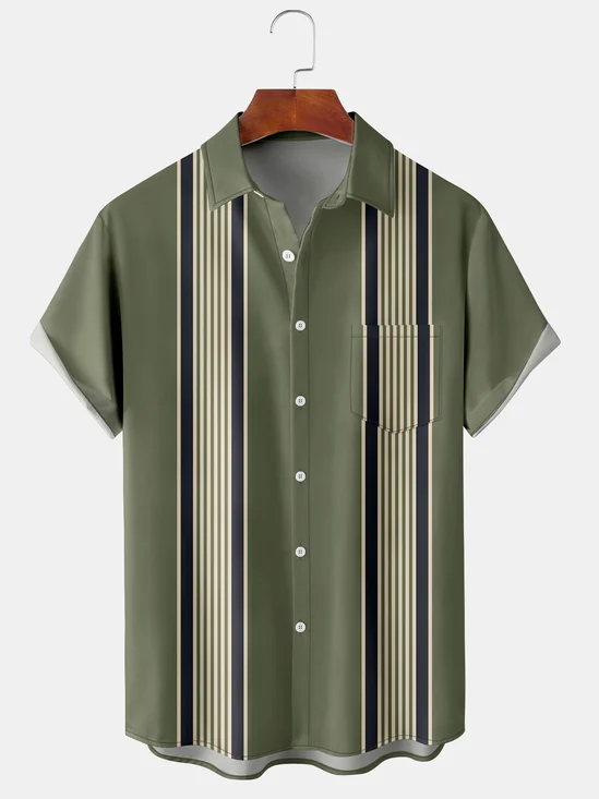 Men's Casual Short Sleeve Hawaiian Shirt with Chest Pocket