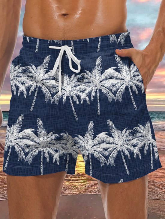 Men's Coconut Tree Element Graphic Print Casual Vacation Beach Shorts
