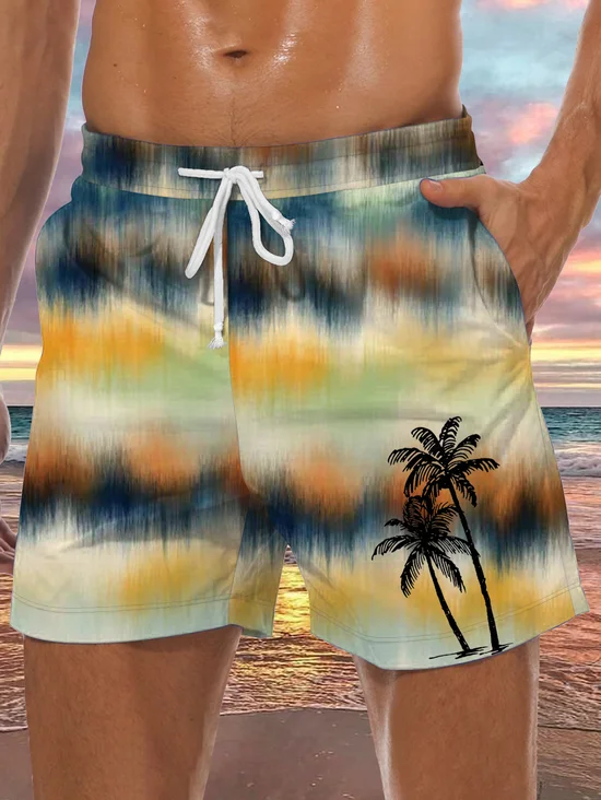 Men's Coconut Tree Element Graphic Print Casual Vacation Beach Shorts
