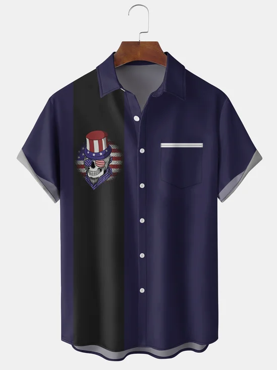 Men's American Flag Graphic Print Short Sleeve Shirt