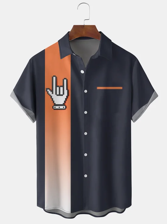 Men's Musical Notes Graphic Print Short Sleeve Shirt