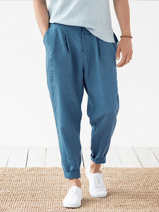Cotton And linen Style American Casual Basic Wild linen Trousers