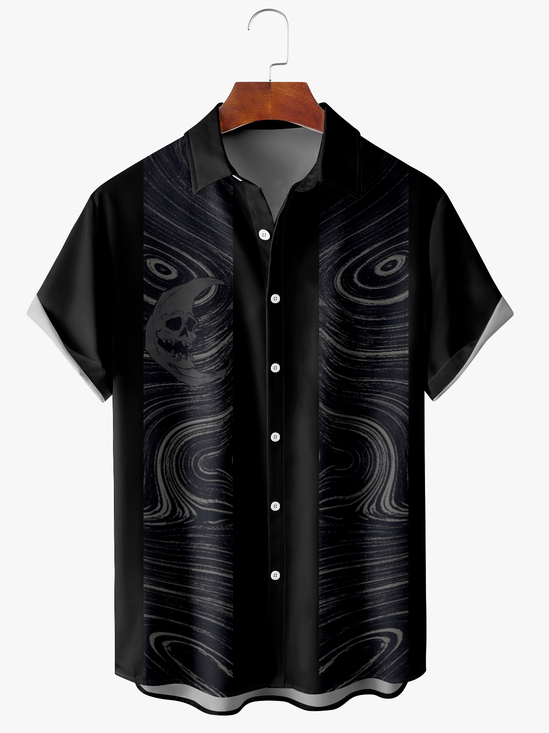 Men's Halloween Print Fashion Lapel Short Sleeve Hawaiian Shirt