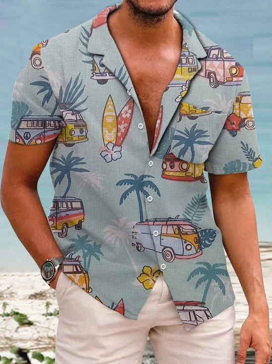 Cotton And Linen Holiday Leisure Short-sleeved Shirt