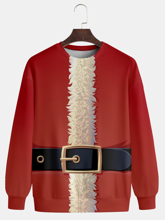 Men's Red Christmas Print Fashion Round Neck Long Sleeve Sweatshirt