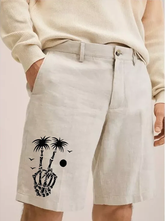 Coconut Tree Print Vacation Bermuda