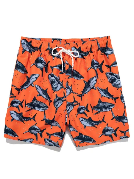 Shark Drawstring Beach Shorts
