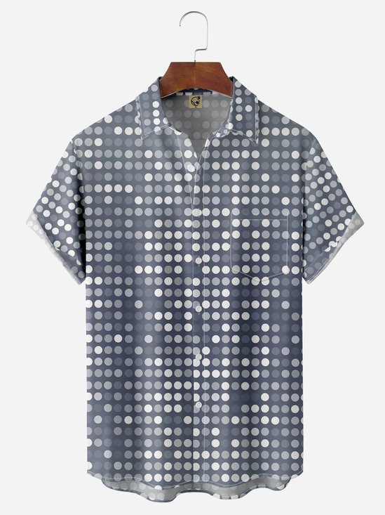 Polka Dots Chest Pocket Short Sleeve Casual Shirt