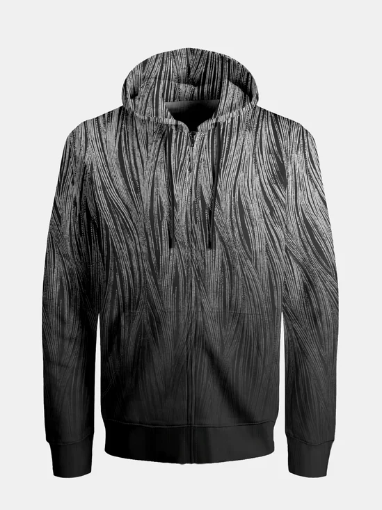Gradient Pattern Striped Zip-up Hoodie Sweatshirt