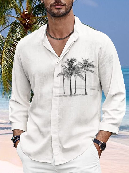 Coconut Tree Long Sleeve Resort Shirt