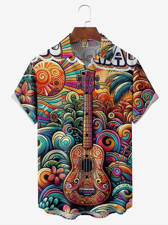 Music Chest Pocket Short Sleeve Hawaiian Shirt