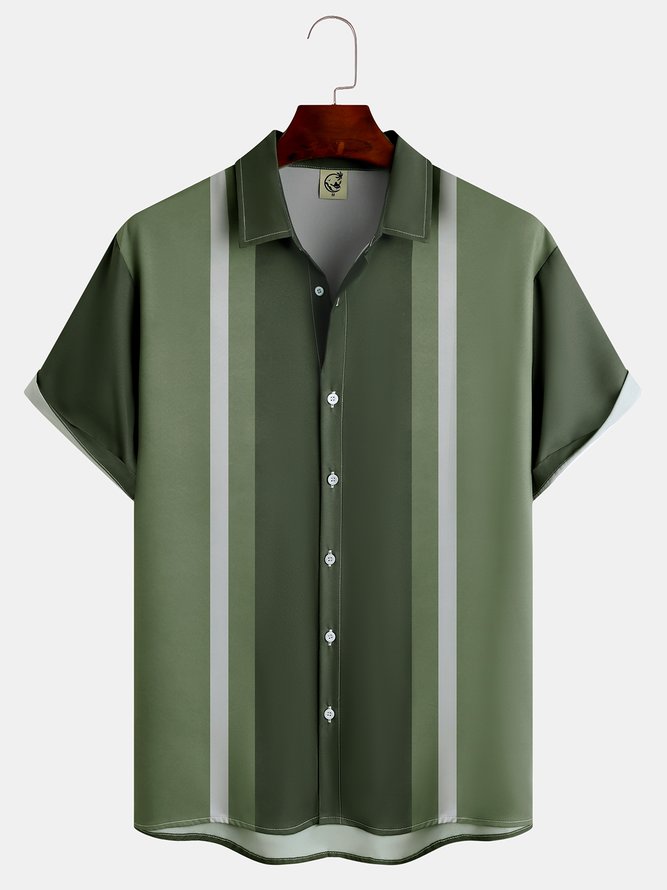 Men's Striped Graphic Print Short Sleeve Shirt
