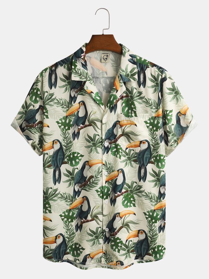 Parrot Chest Pocket Short Sleeve Resort Shirt | hawalili
