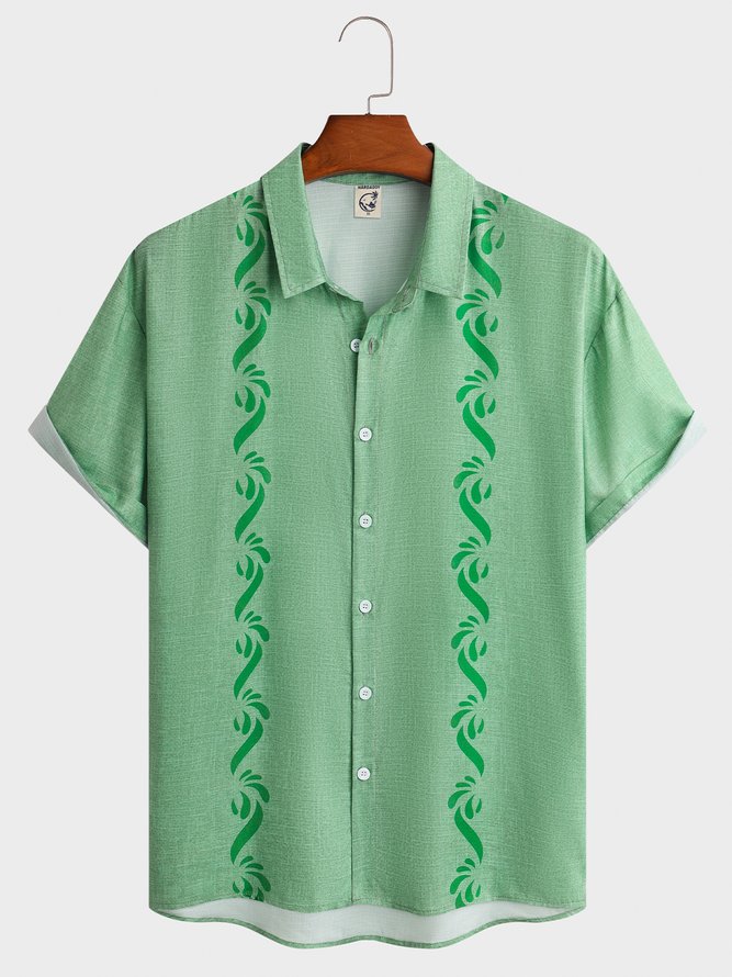 Striped Botanical Short Sleeve Resort Shirt