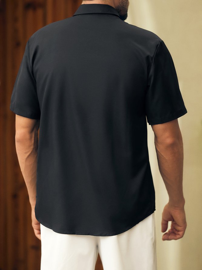Men's Santa Print Casual Breathable Hawaiian Short Sleeve Shirt
