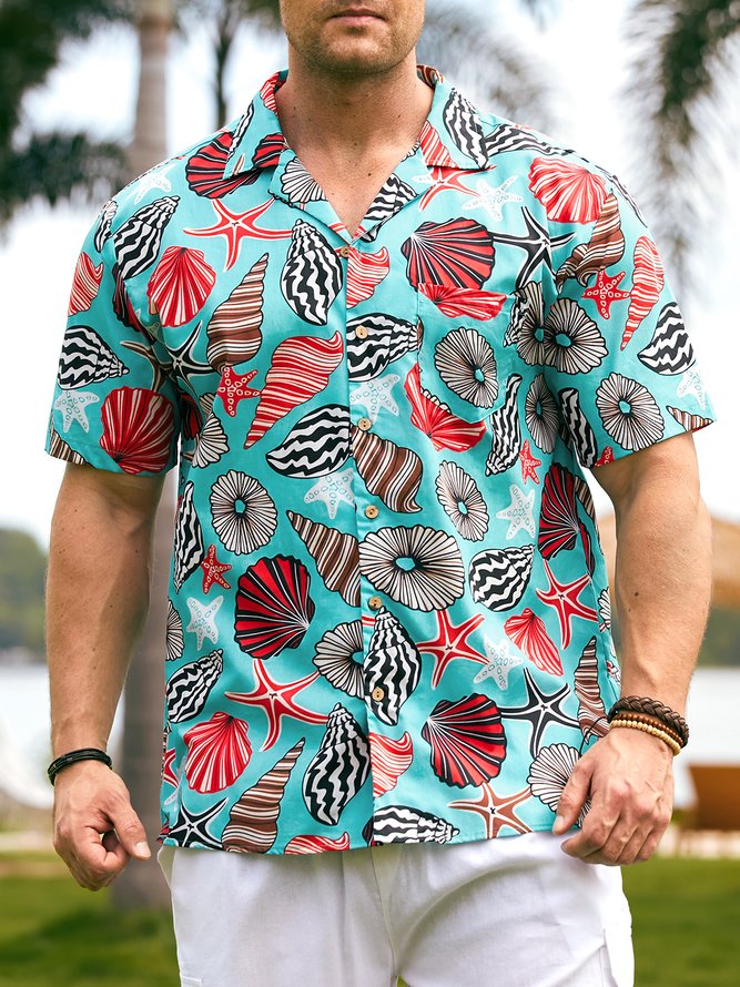 Hardaddy® Cotton Marine Elements Chest Pocket Aloha Shirt