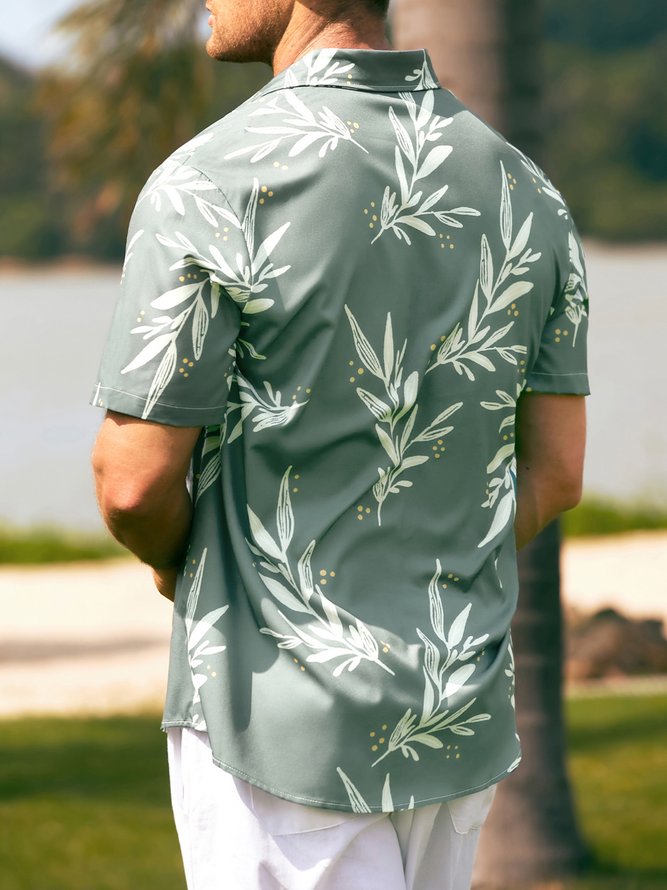 Mens Vintage Print Casual Short Sleeve Shirt Hawaiian Top