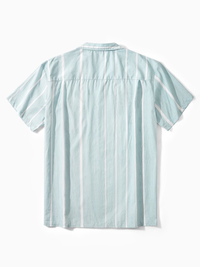 Side view of Men Coconut Tree Summer Vacation Natural No Elasticity Moisture Permeability H-Line Regular Camp Collar Aloha Shirts