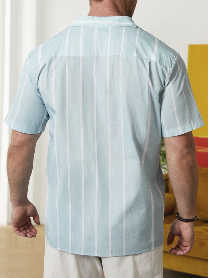 Side view of Men Coconut Tree Summer Vacation Natural No Elasticity Moisture Permeability H-Line Regular Camp Collar Aloha Shirts