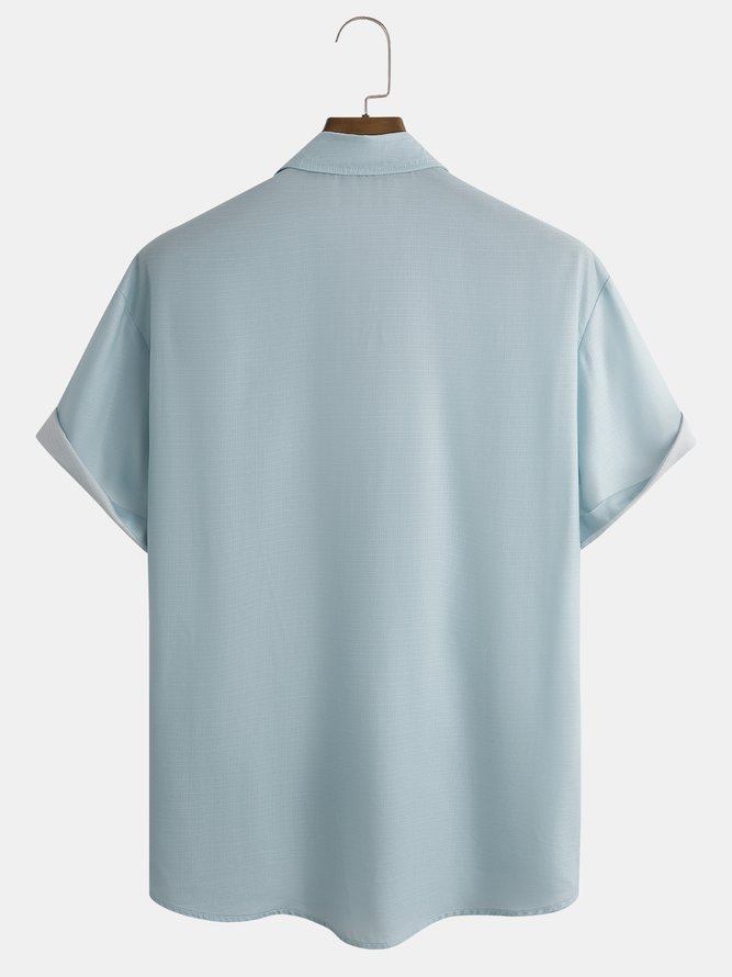 Side view of Men Striped Summer Vacation Polyester Natural Moisture Permeability Household Short sleeve H-Line Aloha Shirts