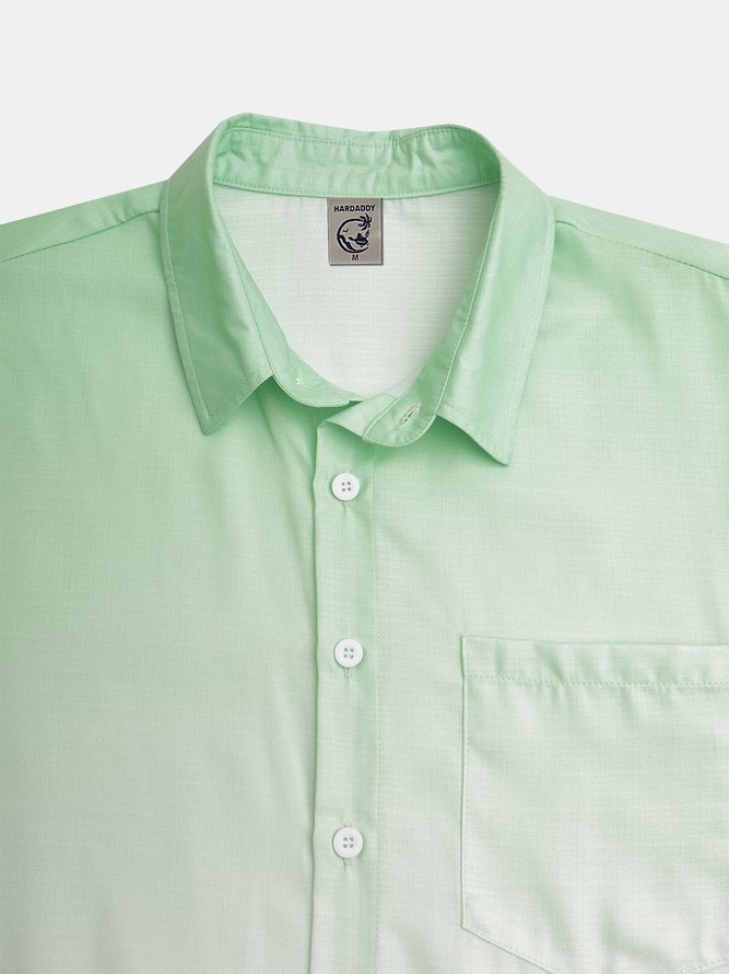 Side view of Men Casual Ombre Summer Wicking Household Buttons Regular H-Line Regular Aloha Shirts