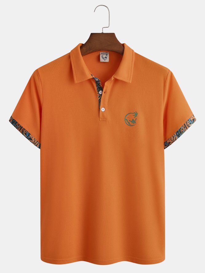 Men Summer Turtle Hawaii Embroidery Regular Fit Buttons Shawl Collar Regular H-Line Casual Polo-image-15877850