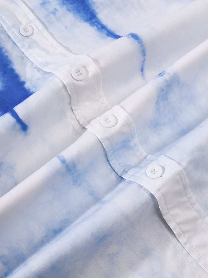Side view of Men Casual Summer Tie-Dye Pattern Lightweight Breathable Holiday Loose Short sleeve H-Line Aloha Shirts