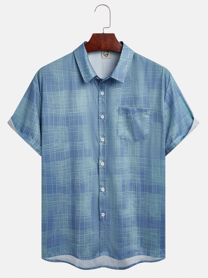 Plaid Chest Pocket Short Sleeve Resort Shirt