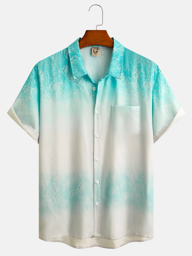 Abstract Pattern Chest Pocket Short Sleeve Casual Shirt