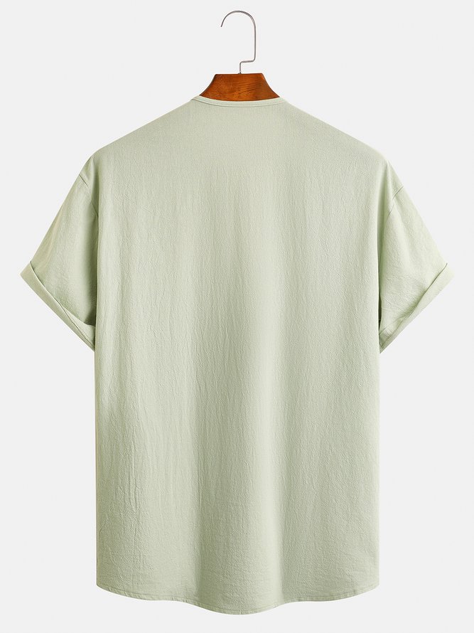 Cotton Plain Short Sleeve Casual Shirt