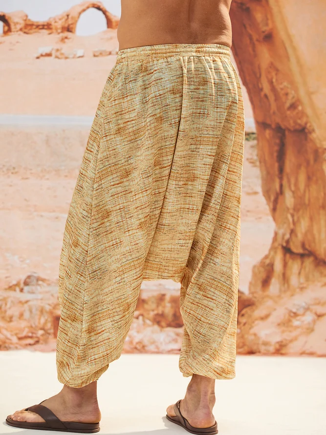 Side view of Men Striped Casual All Season Polyester Regular No Elasticity Party Harem pants O-Line Harem Pants