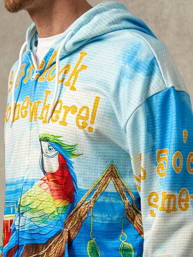 Side view of Men Text Letters Autumn Vacation Polyester Hoodie Zipper Daily Regular Medium Elasticity Hoodies