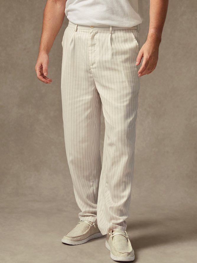 Side view of Striped Casual All Season Natural No Elasticity Straight pants Long H-Line Regular Chino Pants for Men