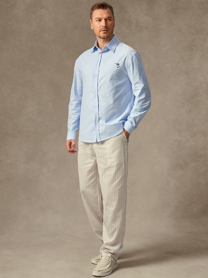 Side view of Striped Casual All Season Natural No Elasticity Straight pants Long H-Line Regular Chino Pants for Men