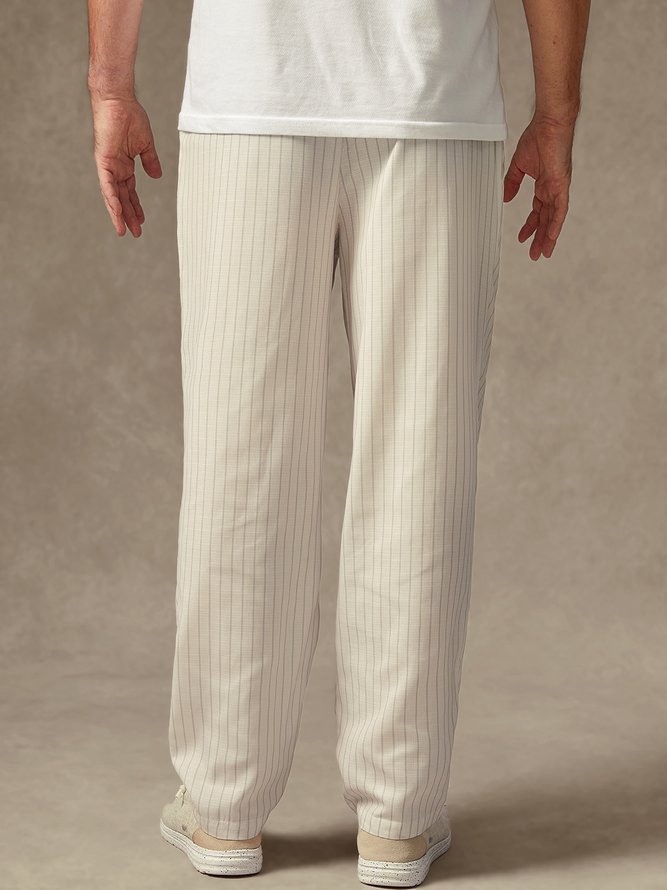 Side view of Striped Casual All Season Natural No Elasticity Straight pants Long H-Line Regular Chino Pants for Men