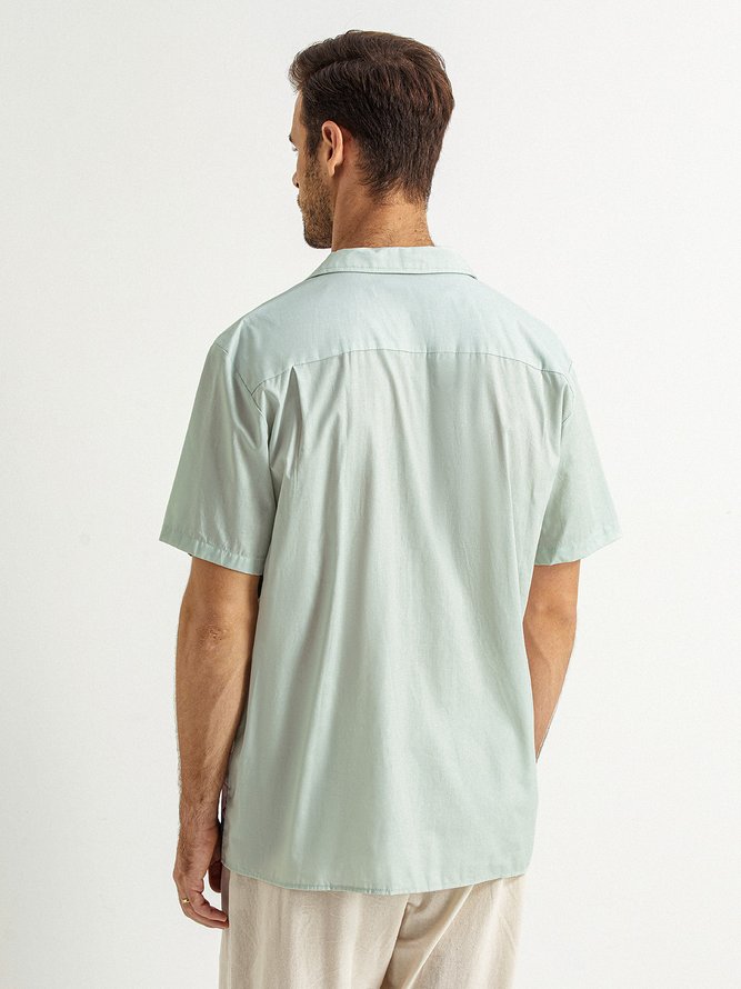 Side view of Floral Summer Vacation Moisture Permeability Commuting Loose Short Sleeve Regular Camp Collar Aloha Shirts for Men