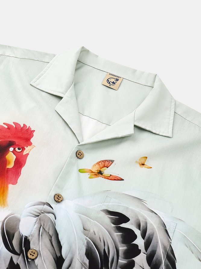 Side view of Floral Summer Vacation Moisture Permeability Commuting Loose Short Sleeve Regular Camp Collar Aloha Shirts for Men